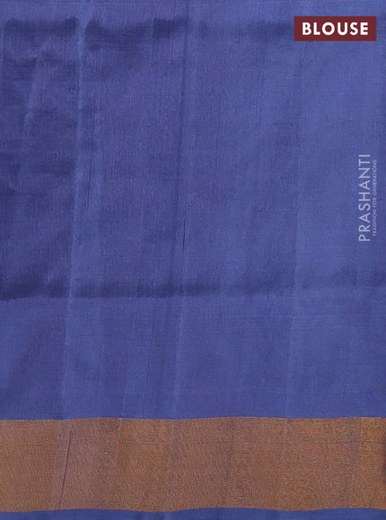 Pure uppada silk saree bluish grey with allover silver & gold zari woven buttas and long zari woven butta border
