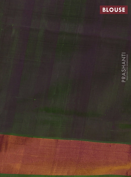 Pure uppada silk saree purple and green with allover silver & gold zari weaves and zari woven border