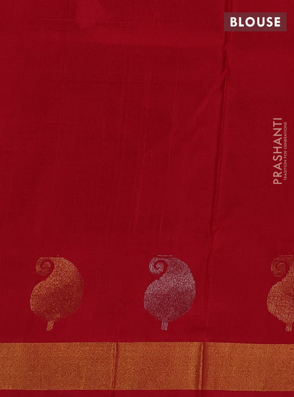 Pure uppada silk saree red with allover silver & gold zari woven buttas and zari woven paisley butta border