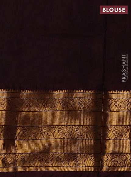 Pure uppada silk saree dual shade of greenish violet and coffee brown with allover silver & gold zari woven buttas and long zari woven border