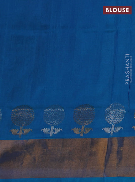 Pure uppada silk saree mauve pink and cs blue with allover silver & gold zari woven buttas and long zari woven butta border