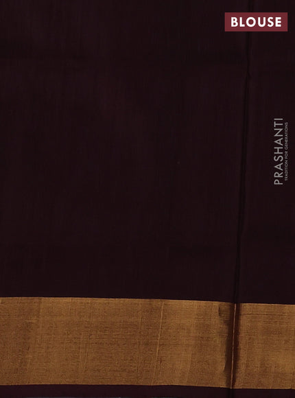 Pure uppada silk saree grey and coffee brown with allover silver & gold zari woven coin buttas and zari woven border