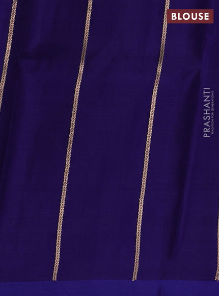 Banarasi organza saree blue with zari woven buttas and satin border