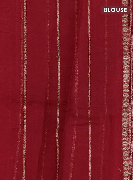 Banarasi organza saree dark green and maroon with woven buttas and banarasi style border