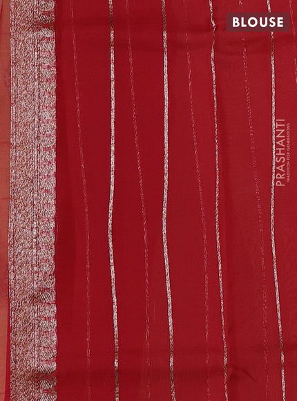 Banarasi organza saree sandal and red with woven buttas and banarasi style border