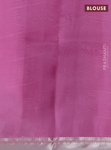 Banarasi organza saree light pink with silver & gold zari woven buttas and zari woven border