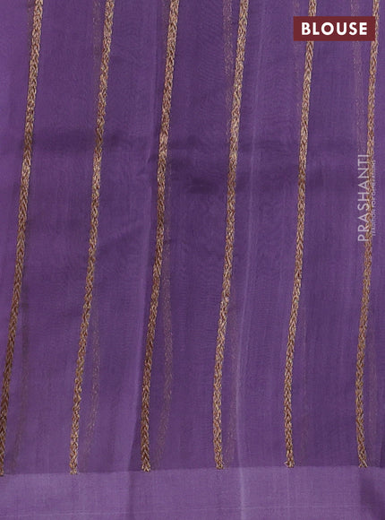 Banarasi organza saree lavender with woven buttas in borderless style
