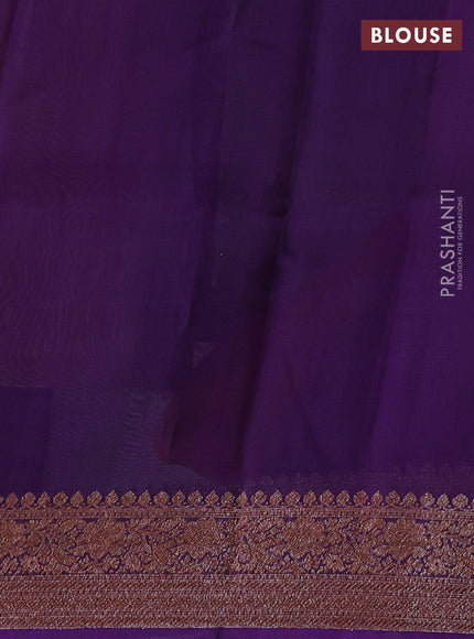 Banarasi organza saree orange and violet with woven buttas and banarasi style border