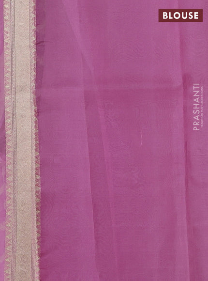 Banarasi organza saree light pink with allover banarasi weaves and zari woven border