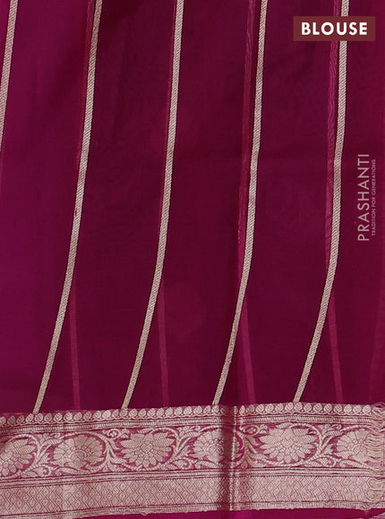 Banarasi organza saree deep purple and pink with zari woven floral buttas and zari woven border