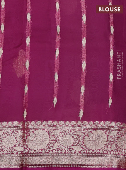 Banarasi organza saree pastel pink and pink with zari woven buttas and zari woven border