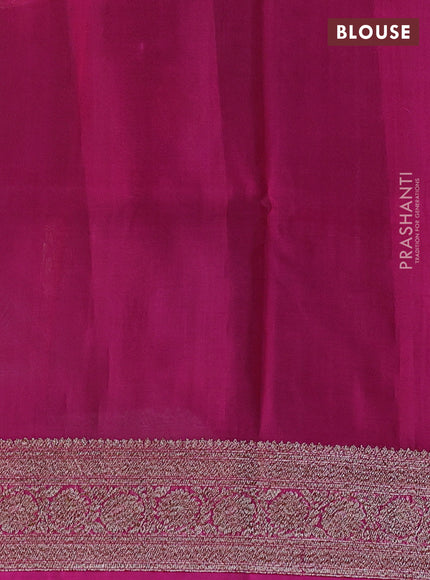 Banarasi organza saree green and pink with woven buttas and banarasi style border