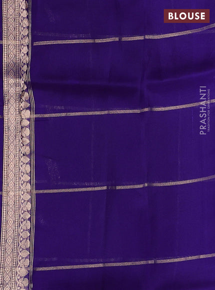 Banarasi organza saree violet with allover zari checks & buttas and zari woven piping border