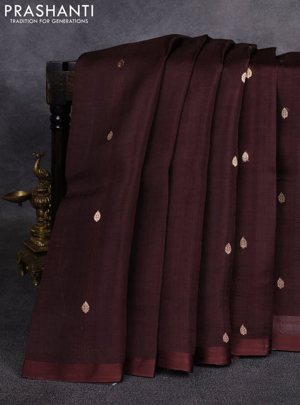 Banarasi organza saree brown with zari woven buttas and satin border