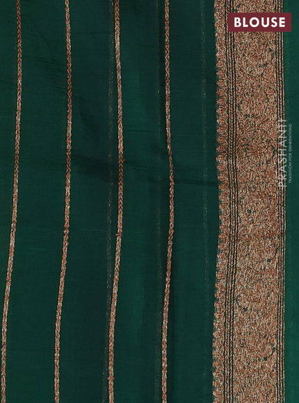 Banarasi organza saree brown and green with woven buttas and banarasi style border