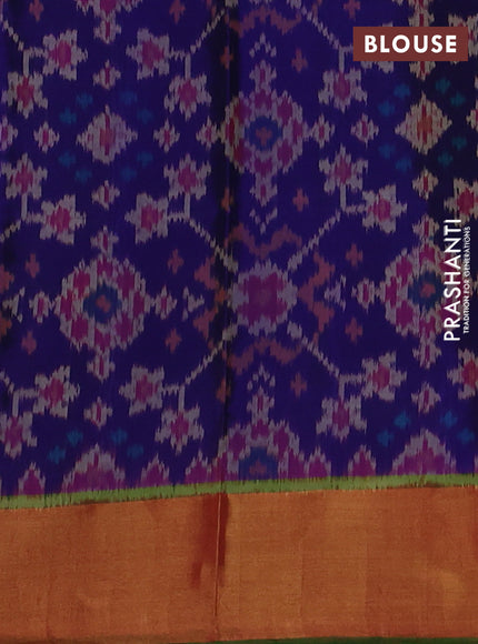 Rajkot patola silk saree blue and dual shade of purple with allover ikat weaves and ikat woven zari border
