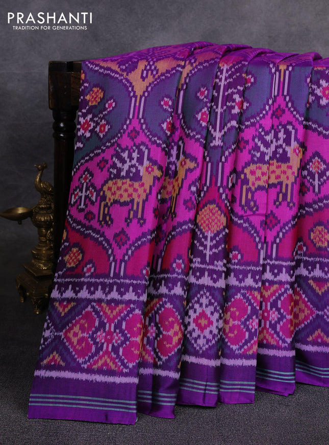 Rajkot patola silk saree purple with allover ikat weaves and simple border