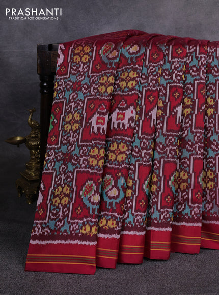 Rajkot patola silk saree maroon with allover patola weaves and simple border