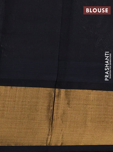 Kuppadam silk cotton saree cream and black with plain body and temple design zari woven border