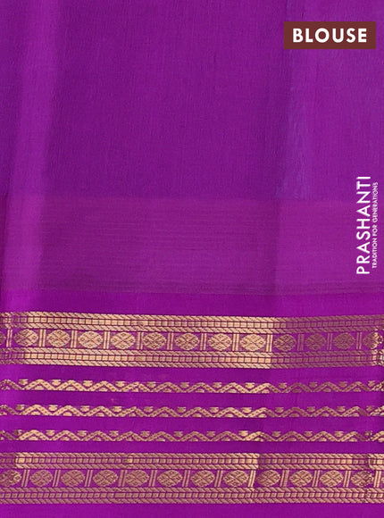 Kuppadam silk cotton saree teal blue and purple with zari woven buttas and temple design zari woven border