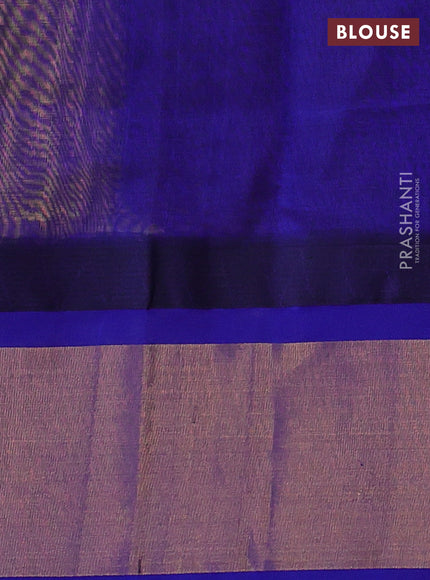 Kuppadam silk cotton saree yellow and blue with plain body and temple design zari woven border
