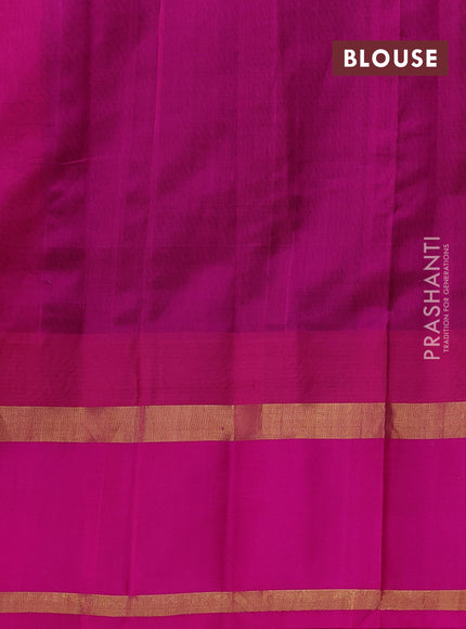 Kuppadam silk cotton saree coffee brown and pink with plain body and temple design rettapet zari woven elephant butta border