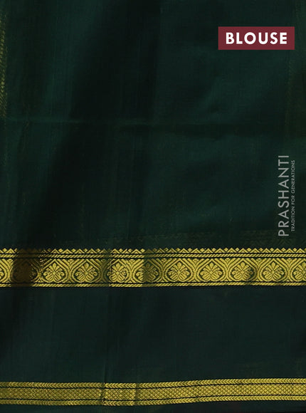Kuppadam silk cotton saree lime yellow and bottle green with plain body and rettapet zari woven border