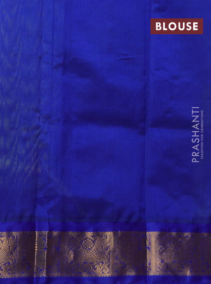 Kuppadam silk cotton saree light green and royal blue with annam & rudhraksha zari woven buttas and zari woven border