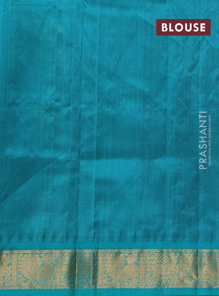 Kuppadam silk cotton saree deep maroon and teal green with annam & rudhraksha zari woven buttas and zari woven border