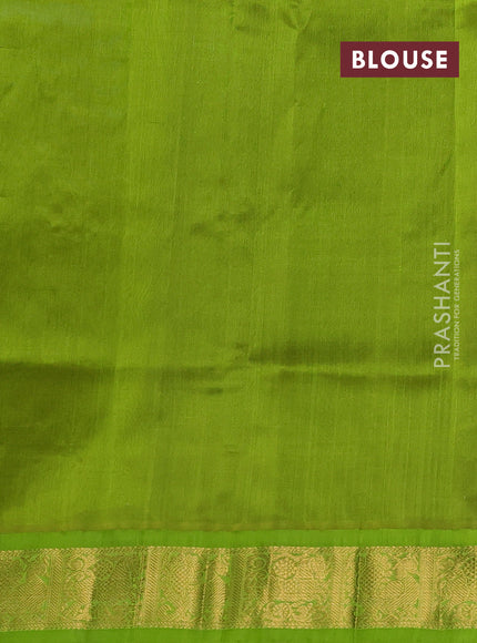 Kuppadam silk cotton saree black and light green with annam & rudhraksha zari woven buttas and zari woven border