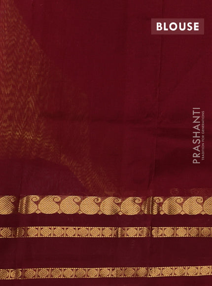 Kuppadam silk cotton saree yellow and maroon with allover zari checks & buttas and rettapet zari woven border