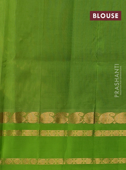 Kuppadam silk cotton saree violet and light green with allover zari checks & buttas and rettapet zari woven border