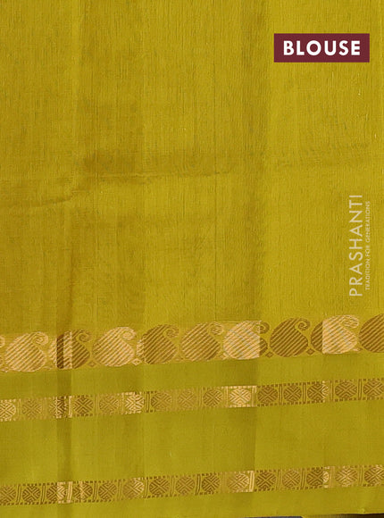 Kuppadam silk cotton saree coffee brown and mustard yellow with allover zari checks & buttas and rettapet zari woven border