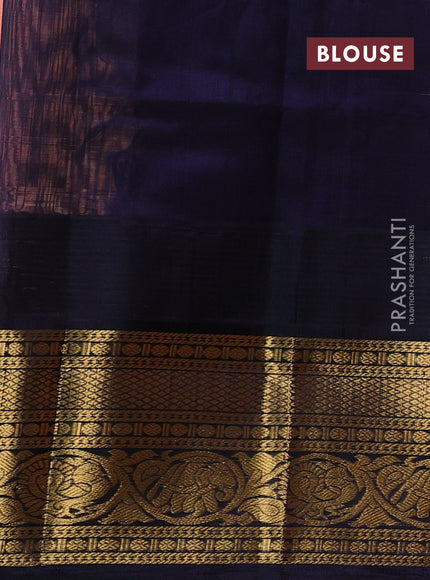 Kuppadam silk cotton saree peach orange and navy blue with allover zari woven buttas and zari woven border