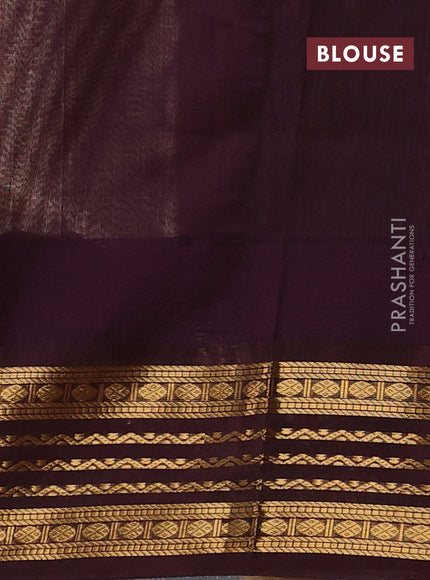 Kuppadam silk cotton saree sandal and deep maroon with zari woven buttas and temple design zari woven border