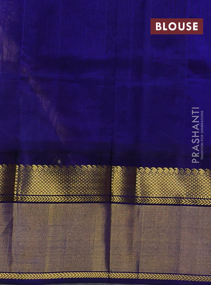 Kuppadam silk cotton saree sandal and blue with zari woven buttas and zari woven border
