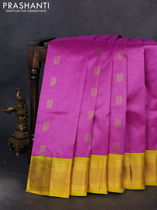 Kuppadam silk cotton saree lavender and yellow with annam zari woven buttas and zari woven border