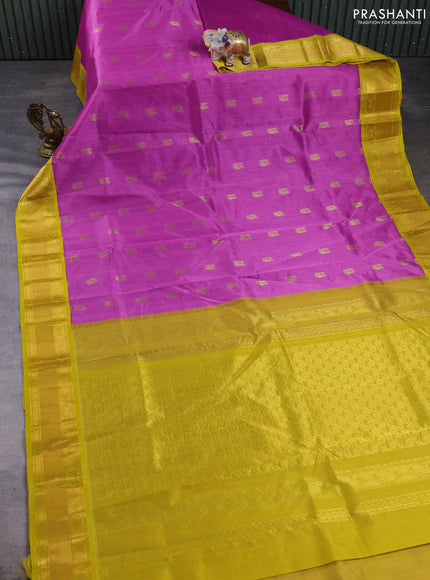 Kuppadam silk cotton saree lavender and yellow with annam zari woven buttas and zari woven border