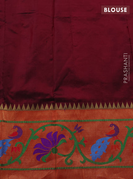 Pure paithani silk saree deep wine shade and red with allover zari woven buttas and paithani weaving pallu