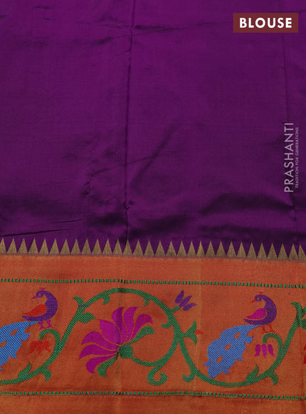 Pure paithani silk saree deep purple and red with allover zari woven buttas and paithani weaving pallu