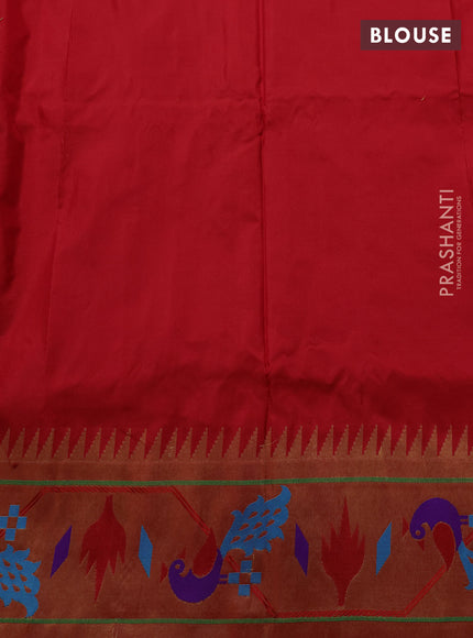 Pure paithani silk saree red with allover zari woven buttas and paithani weaving pallu