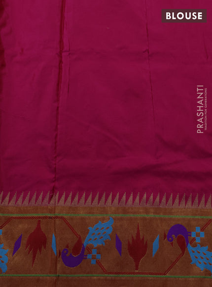 Pure paithani silk saree pink and red with allover zari woven buttas and paithani weaving pallu
