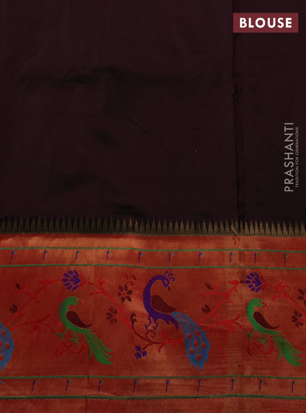 Pure paithani silk saree coffee brown and red with allover zari woven buttas and paithani weaving pallu
