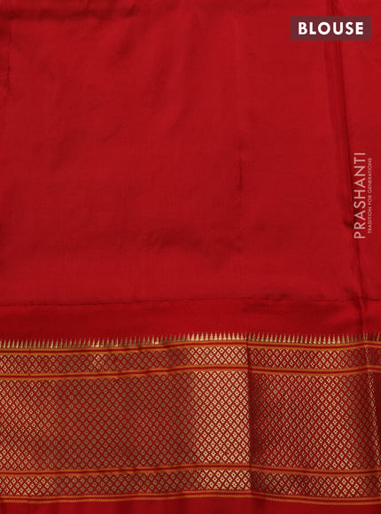 Pure paithani silk saree teal green and red with allover zari woven buttas and paithani weaving pallu