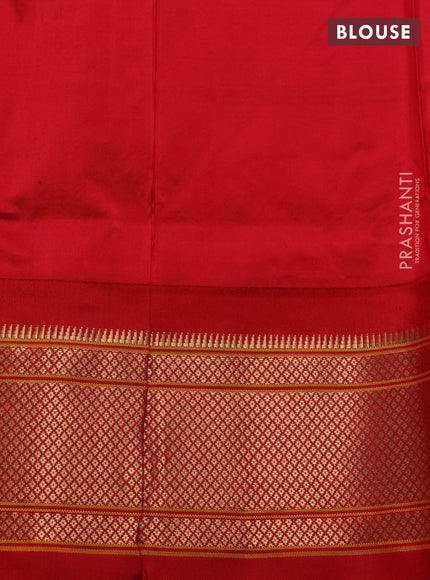 Pure paithani silk saree dual shade of greenish maroon and red with allover zari woven buttas and paithani weaving pallu