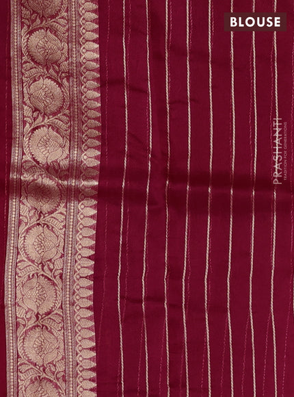 Banarasi organza saree pink with zari woven buttas and piping border