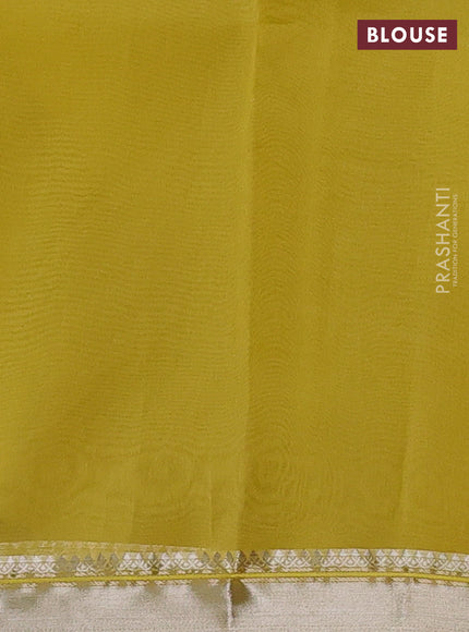 Banarasi organza saree lime yellow with allover zari stripes pattern and zari woven border