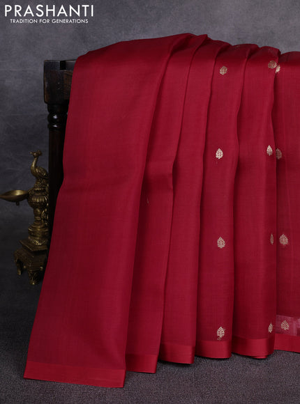 Banarasi organza saree red with zari woven buttas and satin border