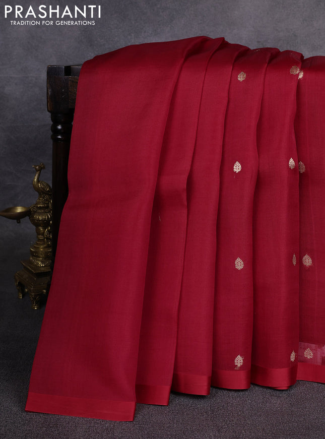 Banarasi organza saree red with zari woven buttas and satin border