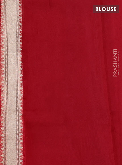 Banarasi organza saree red with allover banarasi zari weaves and zari woven border